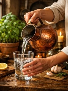 Service de table de luxe en cuivre avec carafes en verre – Fournisseur en gros pour l'exportation en Inde - Product Image 3