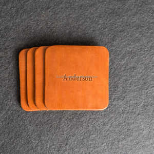 Sous-verres en cuir véritable d'usine, vente en gros, sous-tasses carrées, tapis de protection imperméables pour boissons, ensemble pour la chaîne d'approvisionnement des restaurants LC-0029 - Product Image 3