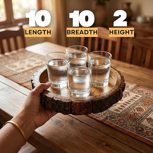 Premium Acacia Wood Serving <b>Tray</b> Round Rustic Wooden <b>Tray</b> with Handles Decorative <b>Breakfast</b> Food Serving <b>Tray</b> for Home Kitchen - Product Image 3