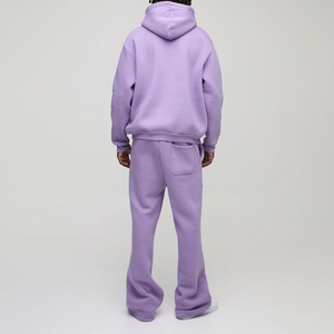 Custom Logo Mens Tracksuit Set Cotton Fleece Hoodie Joggers Full Zipper Casual Sportswear - Product Image 3