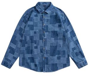 Chemise en jean décontractée premium pour homme, coupe ample, simple boutonnage, bleu délavé, idéale pour le printemps - Product Image 1