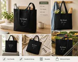 Be Kind Be You Eco-Friendly Canvas Tote <b>Bag</b> <b>Large</b> Size Daily Shopping <b>Beach</b> <b>Bag</b> with Heart Design Hand Length Handle - Product Image 6