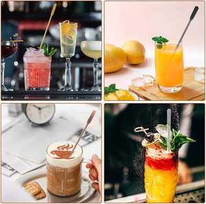 Cuchara de Barra de Acero Inoxidable con Mango Largo, Reutilizable, Ecológica, Portátil, Moderna, para Mezclar Bebidas en Casa o en Bares - Product Image 4