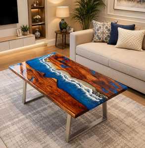 Modern Handmade Resin River <b>Table</b> Solid Wood Live Edge Dining Furniture Custom <b>Epoxy</b> <b>Table</b> for Luxury Home Villa Resort Hotel - Product Image 1