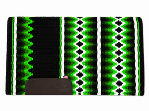 Tapis de selle classique en laine à motif géométrique vert, doublure polaire, rembourrage en polyester, polyvalent pour l'équitation - Product Image 2
