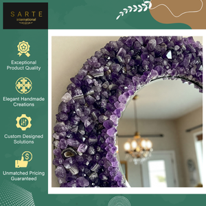 Customized Eco-Friendly Lighted Wall Decor Spiritual Space Centerpiece Natural Agate Stone Frame Luxury Modern Handmade Mirror - Product Image 5