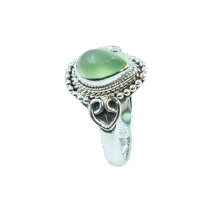 แหวนแคลเซโดนีสีเขียว แหวนเงินแท้ 925 แหวนหินสีเขียว แหวนดีไซน์แฮนด์เมด เครื่องประดับแคลเซโดนี ของขวัญคริสต์มาส วันเกิด - Product Image 1