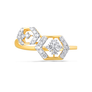 Luxurious 14K Gold Geometric Honeycomb Ring Full Pave Diamonds Inlay Minimalist Modern Fashion Ring for Her Birthday <b>Present</b> - Product Image 3