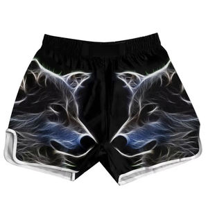 Pantalones Cortos de Muay Thai con Estampado de Llama por Sublimación, Panel Lateral de Malla, Pantalones de Kickboxing Personalizados de Dos Tonos Rosa y Negro, Ropa de Gimnasio de Boxeo - Product Image 3