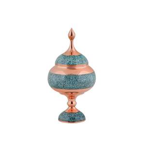 Olla de Almacenamiento de Cobre Estilo Vintage con Tapa, Diseño Floral Hecho a Mano, Accesorio Decorativo para el Hogar - Product Image 1