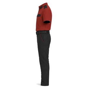 Ensemble de vêtements de travail personnalisés rouge et noir à manches courtes et pantalon cargo pour le personnel des installations industrielles, vente en gros, fabricant OEM - Product Image 2