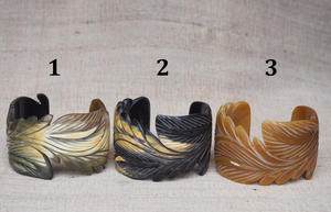Pulsera de cuerno de búfalo con diseño de hoja de Natural Crafts, por decor world expo - Product Image 4