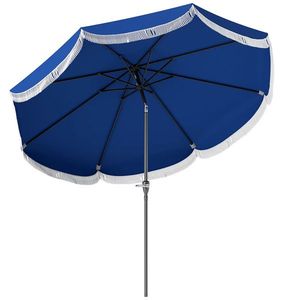 Ombrellone da Patio Blu Navy Elegante da 2,68 m con Protezione UPF 30+ e 8 Stecche, Ombrellone da Esterno/Spiaggia con Inclinazione a Pulsante - Product Image 1