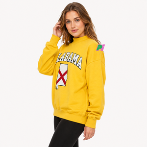 Sudadera de cuello alto para mujer Pook International con letras de aplique ALABAMA y mapa del estado, de forro polar grueso, oversize, 100% algodón - Product Image 3