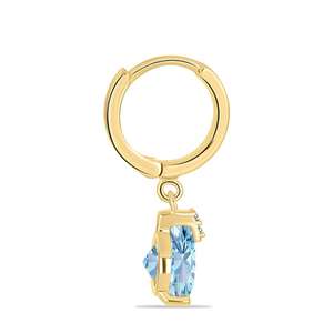 Pendientes de barra solitarios de oro macizo de 14k con diamante de laboratorio y aguamarina de corte redondo, diseño vintage, para mujer, ideales para fiestas o regalos - Product Image 4