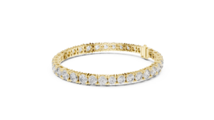 Bracelet en or jaune 9 carats avec diamants taille ronde, 35 pierres de différentes tailles, luxe, étincelant, élégant, pour mariage, fête, bijoux fins, cadeau - Product Image 2