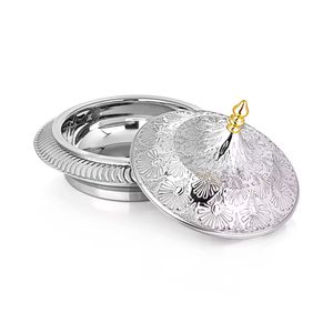 Marmite de luxe isolée avec design en corde argentée et accents dorés, chauffe-plats thermique, plat de service pour buffet de mariage, pot haut de gamme - Product Image 5