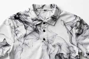 Chemise décontractée pour homme à col boutonné, noir fumé, en polyester, avec logo personnalisé brodé, manches courtes - Product Image 4