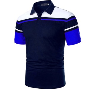 Polo à blocs de couleurs vierges pour hommes, manches courtes, haut en coton piqué, t-shirt décontracté régulier, chemises de golf, grandes tailles - Product Image 5
