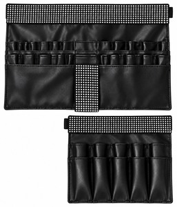 Estuche enrollable portátil para brochas de maquillaje con diamantes de imitación, cinturón organizador de brochas cosméticas para viajes y salones de belleza - Product Image 1