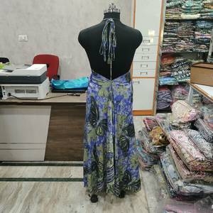 Boho Floral Print Halter <b>Maxi</b> <b>Dress</b> Women Sleeveless Empire Waist A-Line Summer Vacation <b>Chiffon</b> Gown - Product Image 2