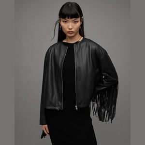 Veste en cuir pour femme, coupe ajustée, style décontracté, avec logo personnalisé, en cuir de vachette brodé, pour moto - Product Image 1