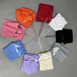 Sudadera con capucha de gran tamaño personalizada para hombre, conjunto de sudaderas con capucha forradas de satén de seda bordada con abrigo de invierno con cordones - Product Image 3