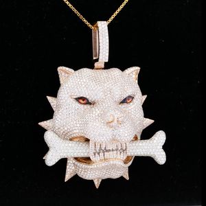 Iced Out Angry Panther Pendant Moissanite Diamond Animal <b>Charm</b> Hip Hop Gold Tone Jewelry for Party - Product Image 4