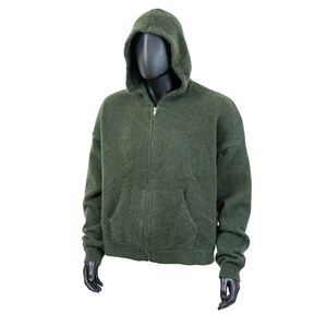 Men's Gray Hooded Zip-Up Sweatshirt Streetwear Style Printed Stars And Logo Design Regular Fit French Terry Cotton Autumn Wear - Product Image 4