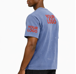 เสื้อยืดโอเวอร์ไซส์แบบซักพิเศษ ผ้าหนา สไตล์สตรีทแวร์ ลายกราฟิก เสื้อยืดลำลอง คอกลม แขนสั้น ลายสาดสี - Product Image 4