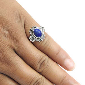 Handmade Lapis Lazuli Gemstone Ring Crafted From <b>Solid</b> 925 Sterling <b>Silver</b> Women Jewelry Bohemian Ring Perfect Gift For He & Her - Product Image 2