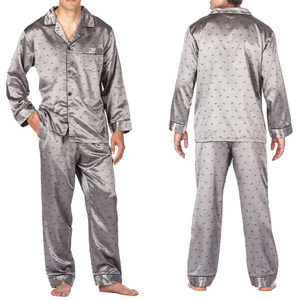Pyjamas pour hommes en satin de soie imprimé, sans manches, respirants et thermiques, de haute qualité OEM, avec logo personnalisé, faible MOQ - Product Image 4