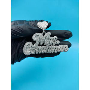 <b>Iced</b> Out Heart Name Pendant Mrs "COACHMAN " Custom Necklace Bling <b>Chain</b> Wedding Jewelry Gift For Her - Product Image 1