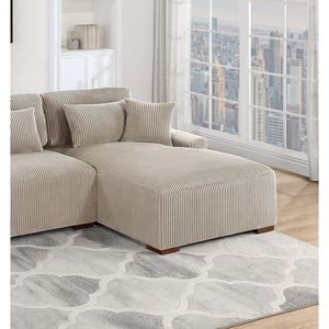 Divano Sezionale Moderno a 2 Pezzi XL in Tessuto Corduroy Felpato Colore Cammello, Divano LAF con Chaise Longue RAF per Soggiorno - Product Image 4