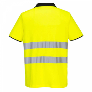 Polo de sécurité haute visibilité pour homme, bicolore, avec bandes réfléchissantes, manches courtes, vêtements de travail haute visibilité, uniforme de chantier - Product Image 2