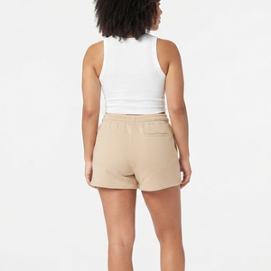 Shorts en coton beige élastiques pour femmes OEM, impression de logo personnalisée, coupe décontractée, très respirants, style régulier, sérigraphie haute qualité - Product Image 6