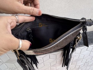 Sac à bandoulière en cuir de vachette de haute qualité avec franges, sac à main élégant en cuir sculpté et repoussé pour femme, multi-usages - Product Image 6