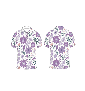 Custom <b>White</b> Purple Floral Print <b>Polo</b> Shirt Short Sleeve Breathable Casual Golf Uniform T Shirt for Men - Product Image 3