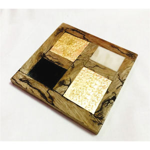 Sous-verre en bois artisanal de luxe, rustique, carré, personnalisé, brûlé par fractalisation, résistant à la chaleur, pour table et bar - Product Image 2