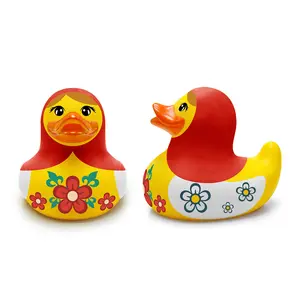 Hot New Unique Country Souvenir Promo Gift Logo Printed Plastic PVC Vinyl Customized Russia Mascot Russian Doll Rubber Duck