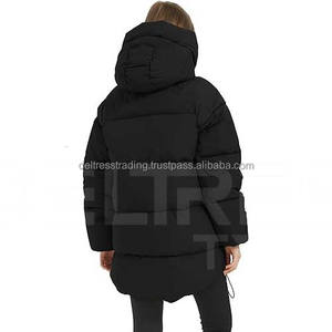 Chaqueta de invierno cálida para mujer al por mayor, con capucha, cremallera completa, larga, transpirable, relleno de algodón, tejido de lana, gorro desmontable - Product Image 4