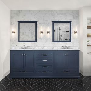 Blu navy 80 pollici. L X 22 Pollici Mobile Bagno Doppio con Top in Marmo di Carrara e Set Rubinetteria per Bagni Piccoli - Product Image 2