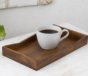 Plateau de service et d'organisation rectangulaire en bois d'acacia fait main avec un design moderne/rustique pour la cuisine et la décoration de la maison - Product Image 3