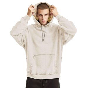Hoodie Oversize Vintage Délavé à l'Acide en Coton Lourd 420 g/m² de Haute Qualité, Épaules Tombantes, Sans Cordon, en Molleton Bouclette - Product Image 5
