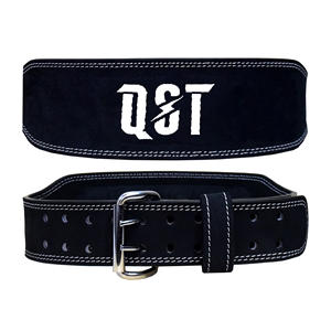 Ceinture de soutien lombaire QST de 4 pouces, rembourrage de 7 mm, boucle à ardillon en cuir de vachette, antidérapante, réglable, logo personnalisé pour le fitness - Product Image 1