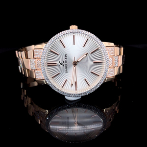 Montre pour femme de luxe avec mouvement mécanique ETA, boîtier en acier inoxydable, cadran analogique en verre de 28 mm, résistance à l'eau de 100 bars, lunette sertie de diamants - Product Image 3
