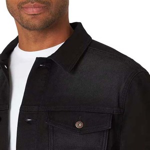 Veste en jean noire pour homme, col rabattu, simple boutonnage, coupe classique, en coton tissé, style automne - Product Image 3