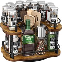 Doppelstöckiges Mangoholz Lazy Susan Serviertablett Moderne Küchenaufbewahrung Handgefertigt Multifunktional Nachhaltig mit Schraubeneinsatz