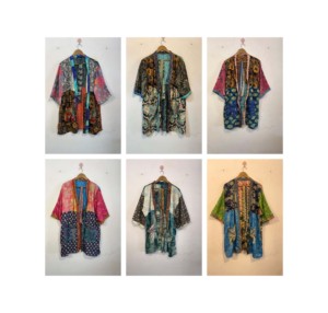 Kimono Cardigan Patchwork Trois-quarts Léger Longue Robe de Plage Bohème Printemps-Été Élégant pour Demoiselle d'honneur - Product Image 1