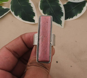 Natural Pink <b>Opal</b> Gemstone <b>Ring</b> 925 Sterling Silver Large Stone Healing Crystal Wedding <b>Rings</b> for Women & <b>Men</b> Mint Green Jewelry - Product Image 2